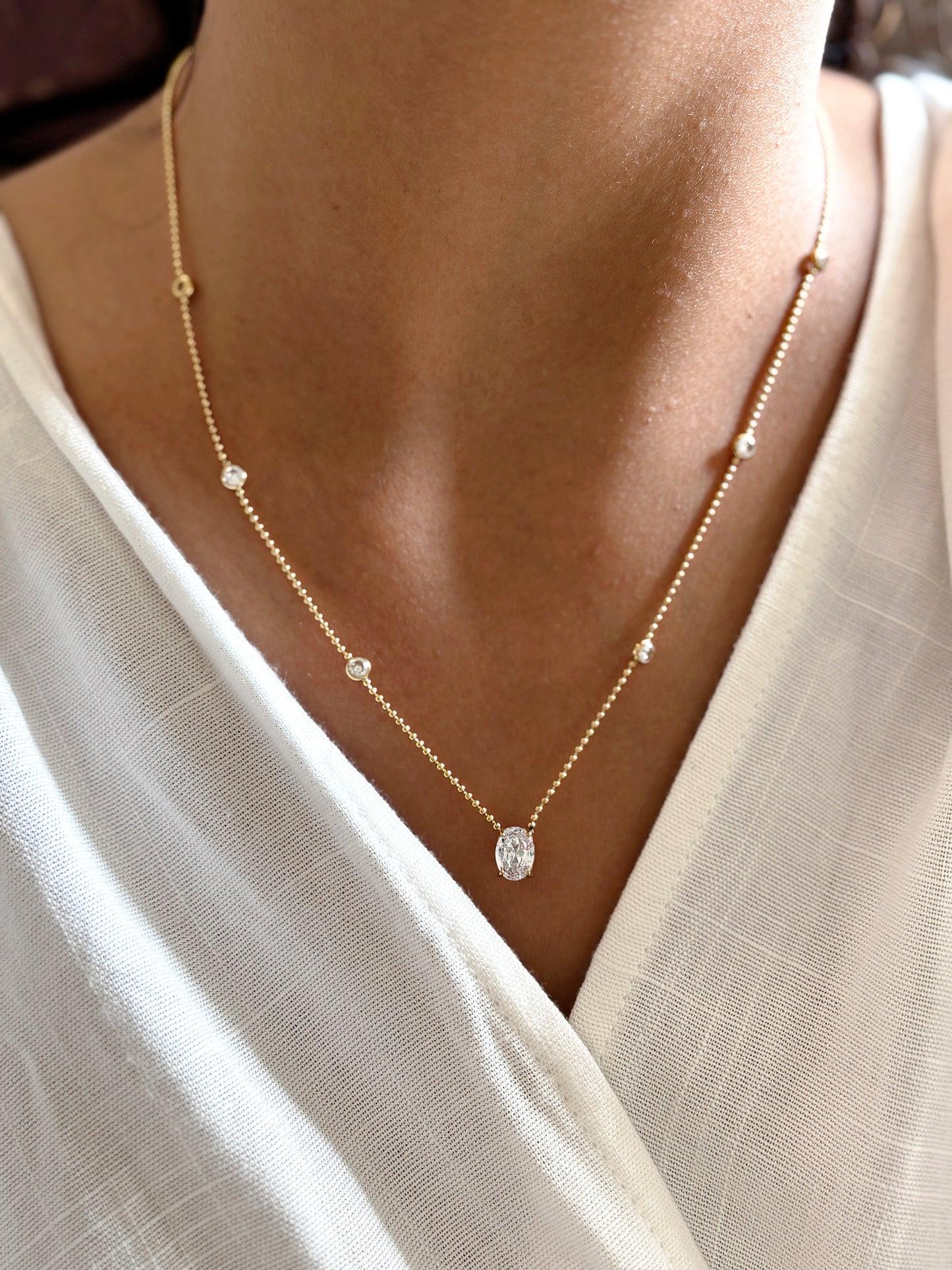 Oval Diamond Necklace