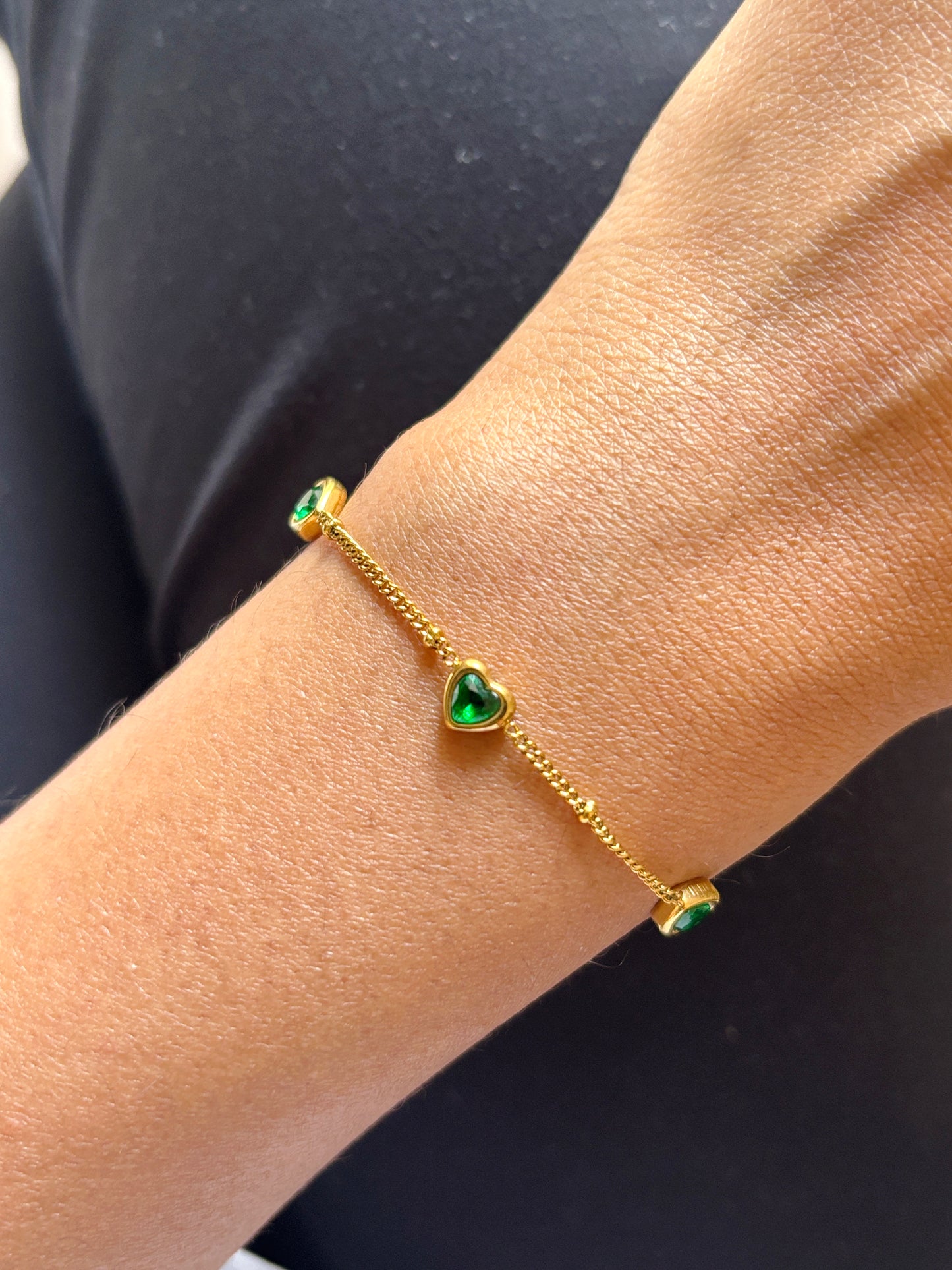 Emerald Heart Chain Bracelet