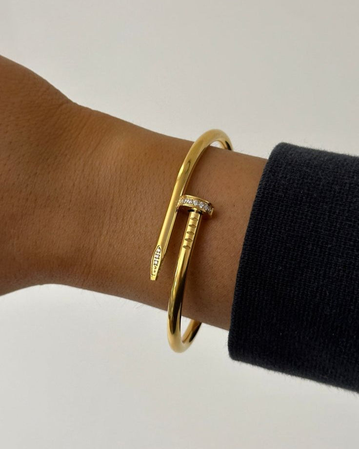 Gold Nail Bracelet- Front Diamond