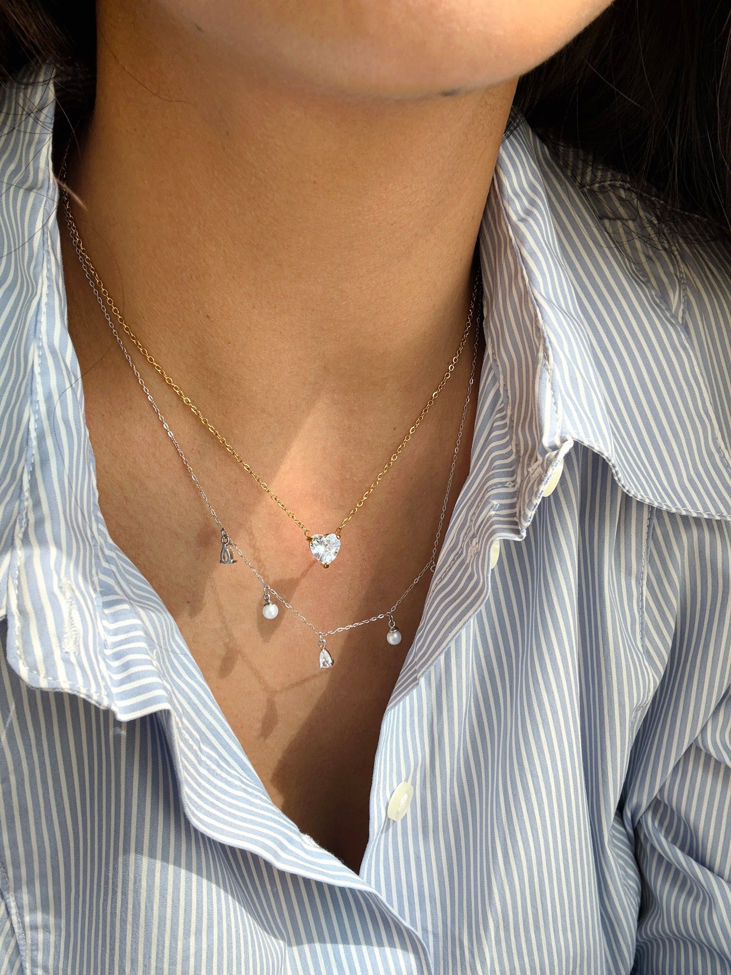 Diamond and Pearl Dainty Necklace