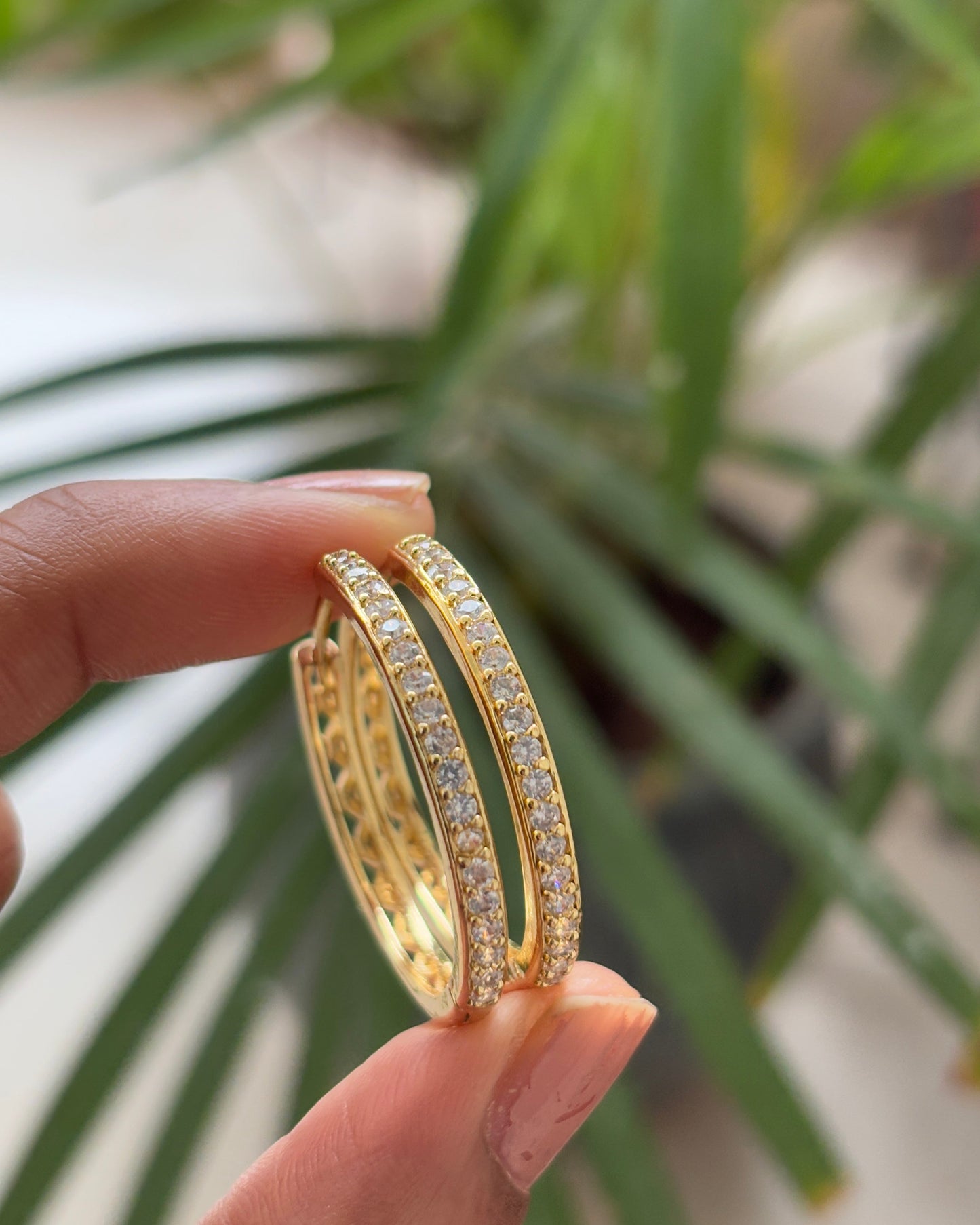 Gold Diamond Hoops