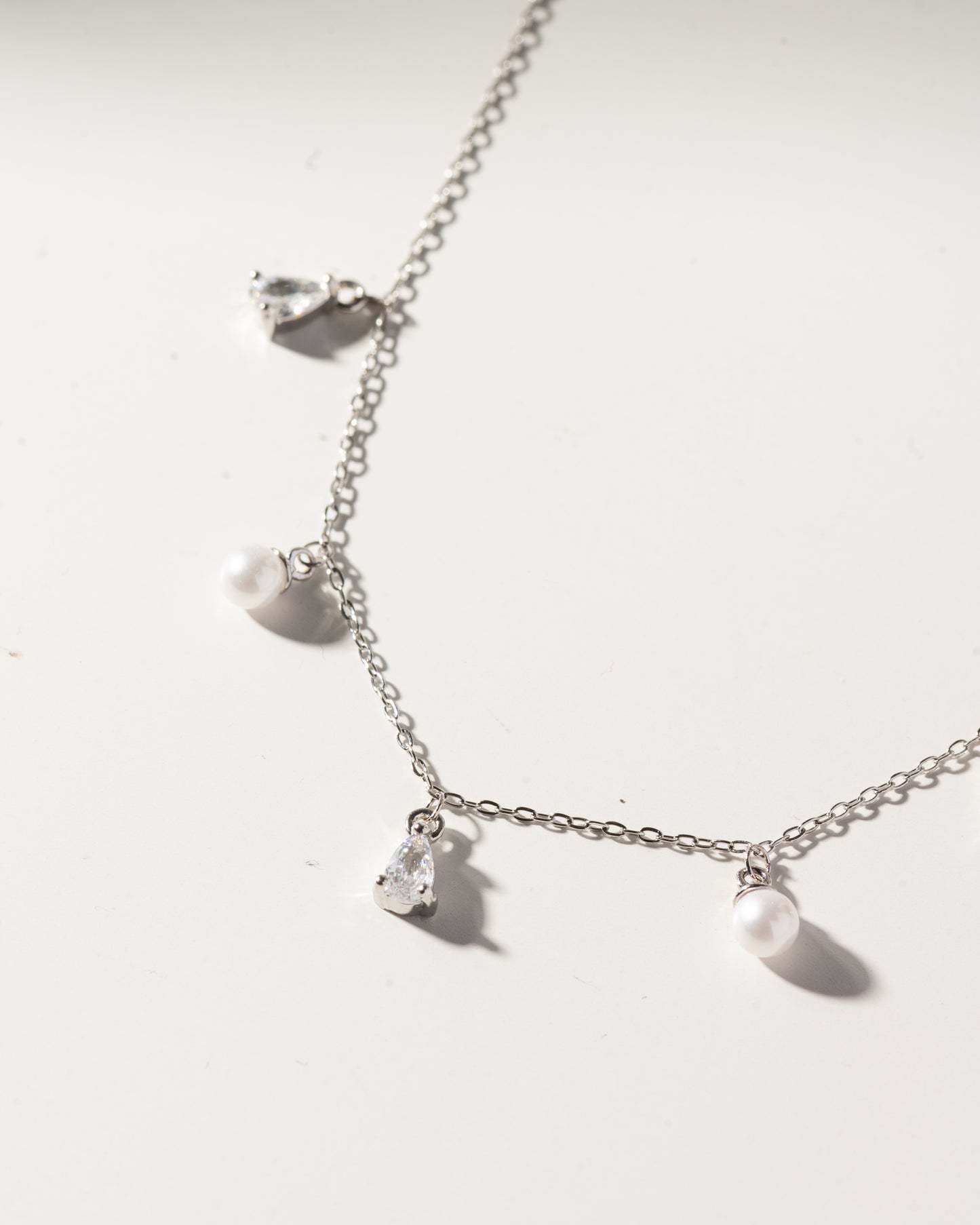 Diamond and Pearl Dainty Necklace