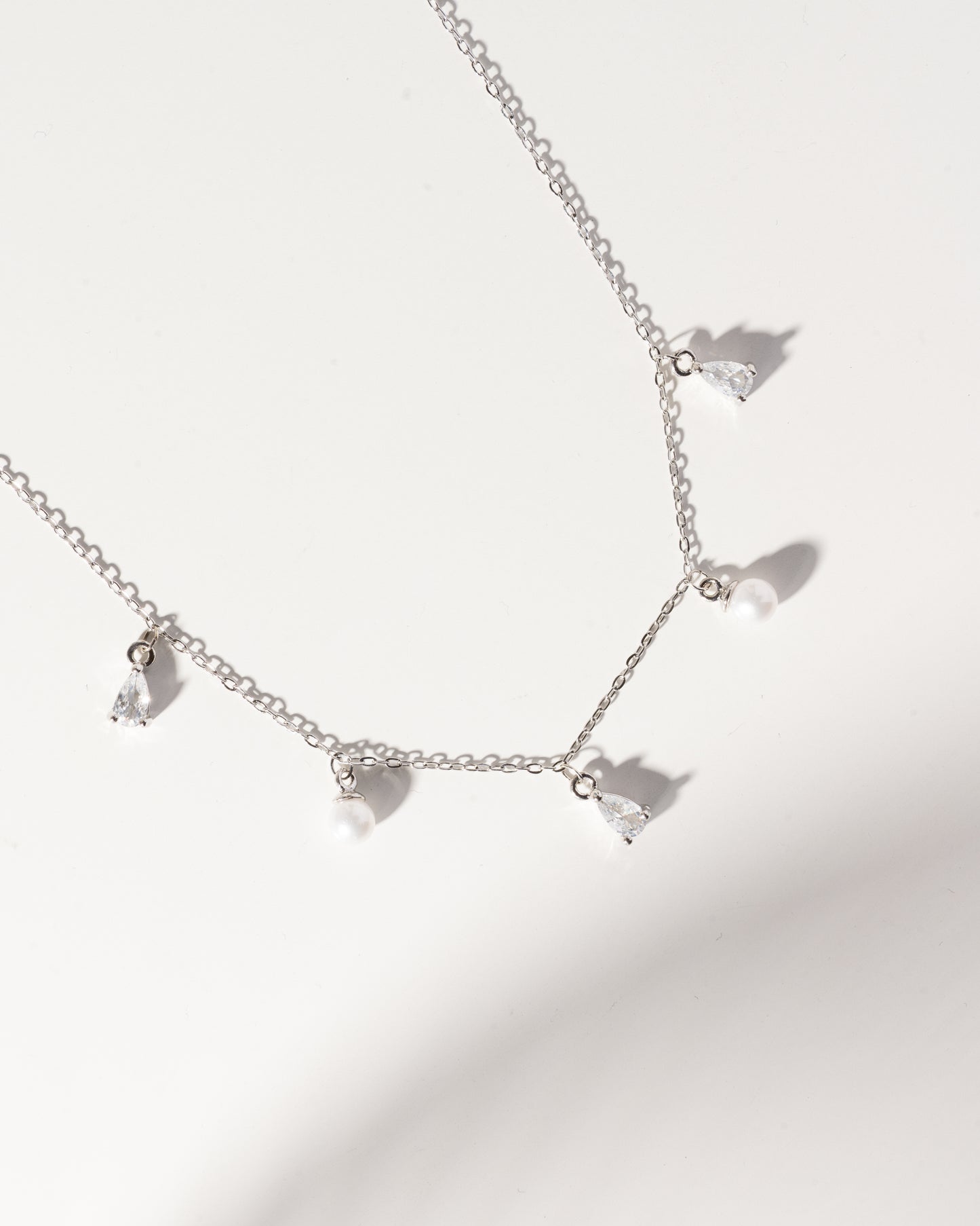 Diamond and Pearl Dainty Necklace