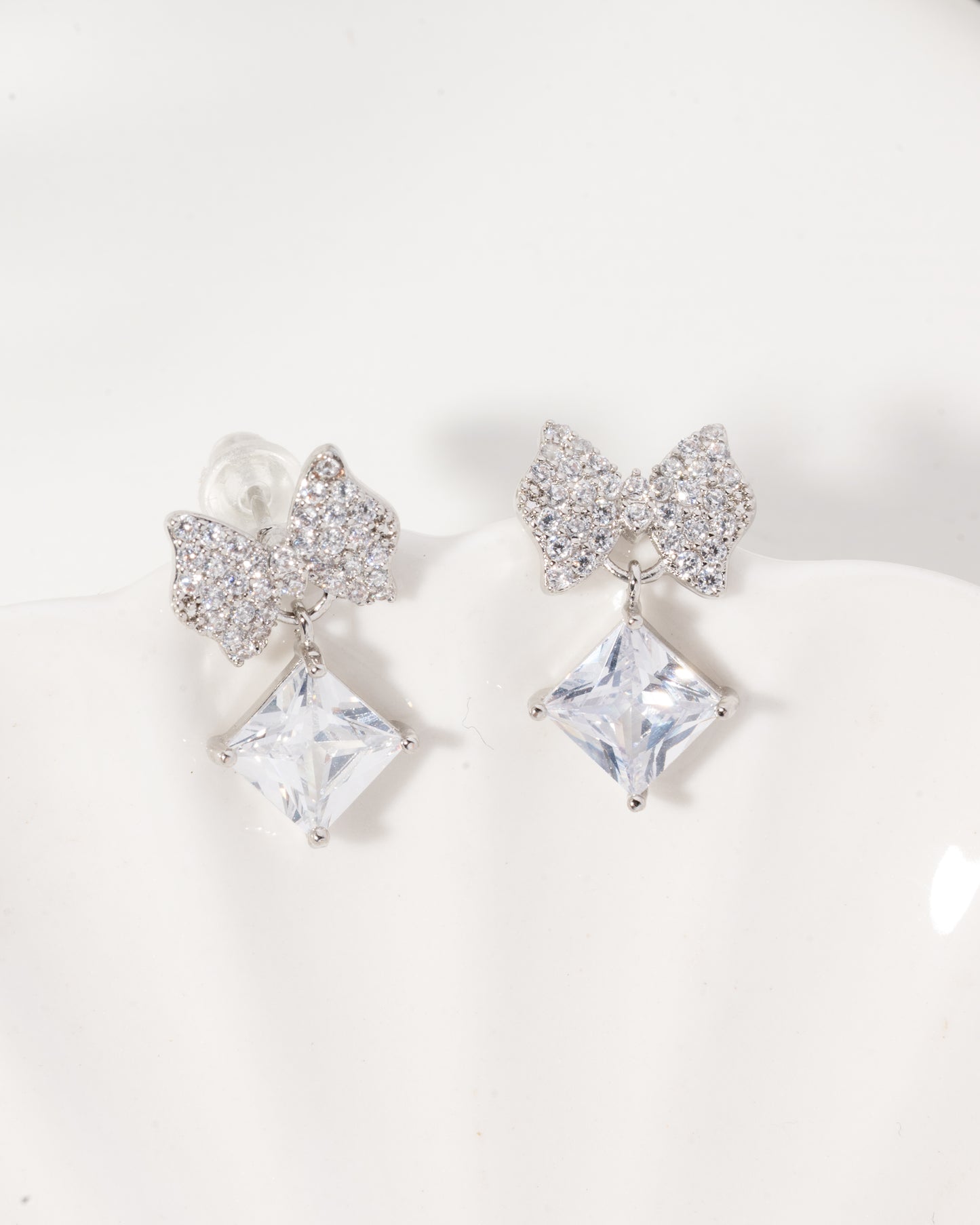 Icy Bow Dangles ( Silver )