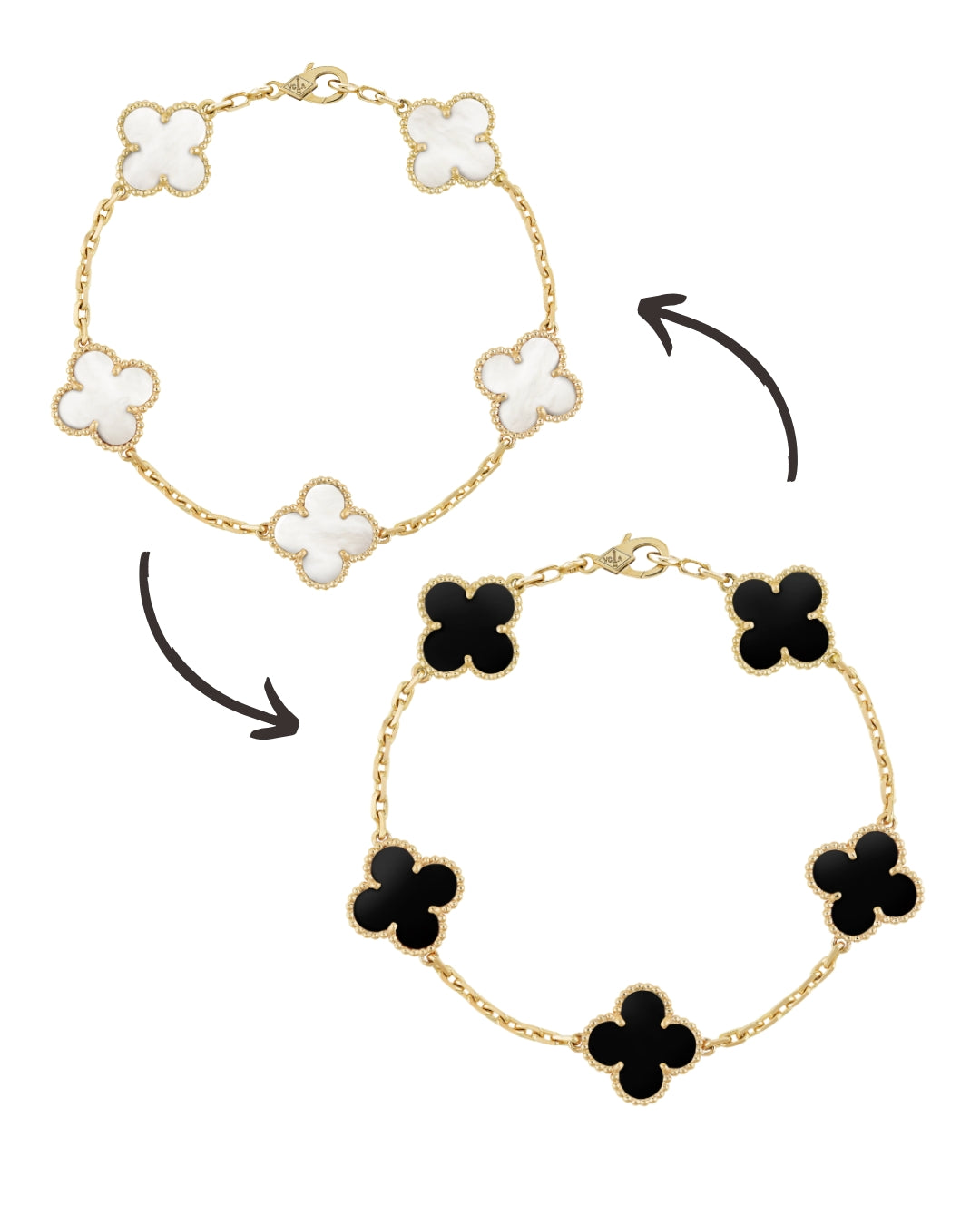 Reversible Black White Clover Bracelet