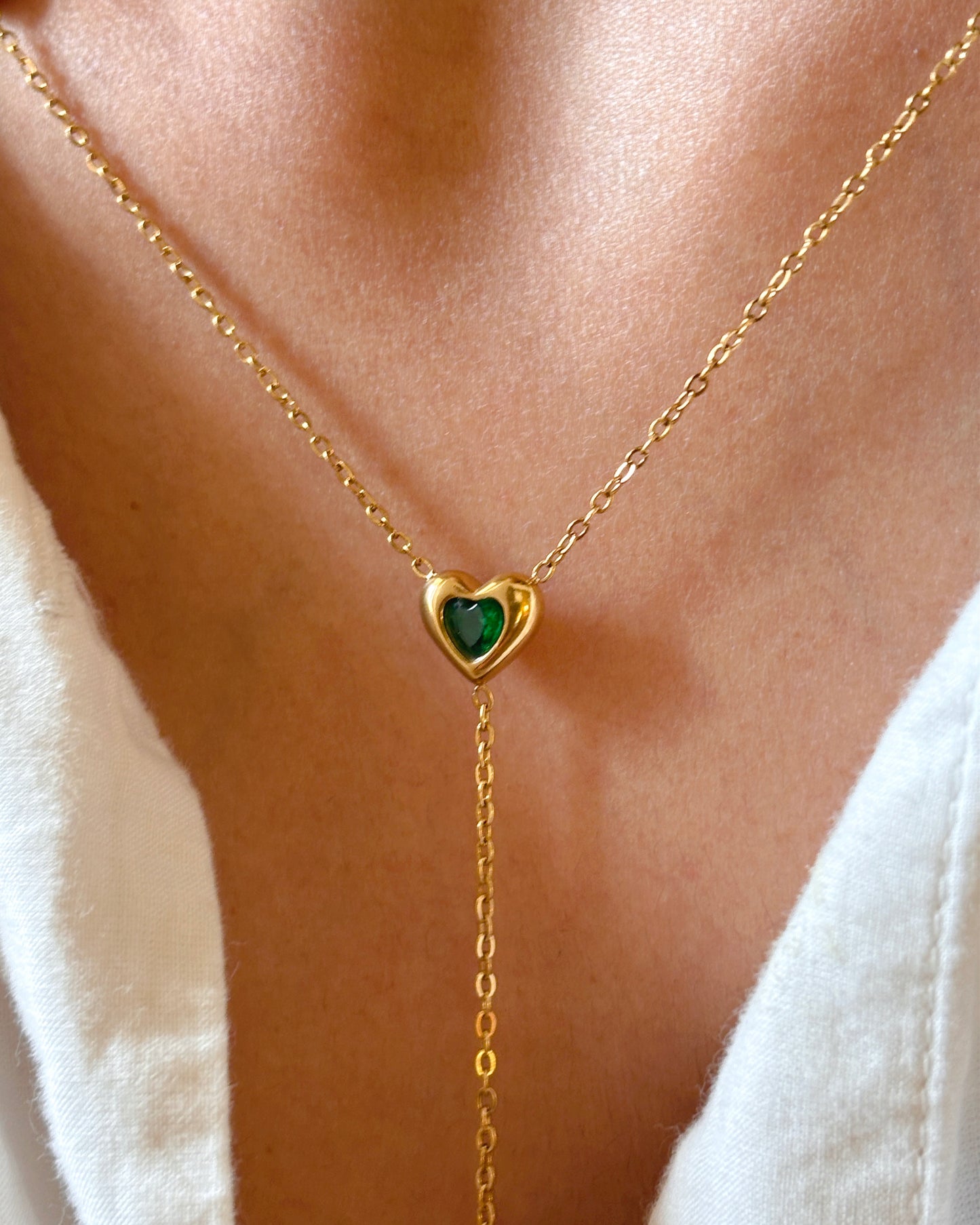 Reversible Emerald Tie Necklace