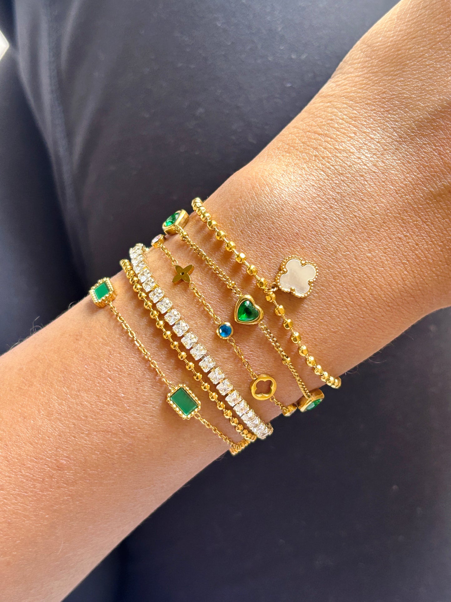 Emerald Heart Chain Bracelet