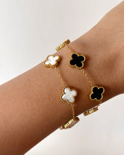 Reversible Black White Clover Bracelet