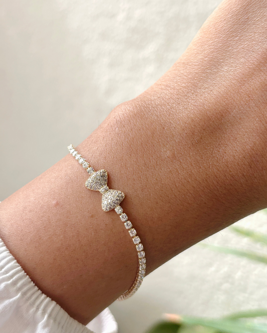 Gold Bow Tennis Bracelet