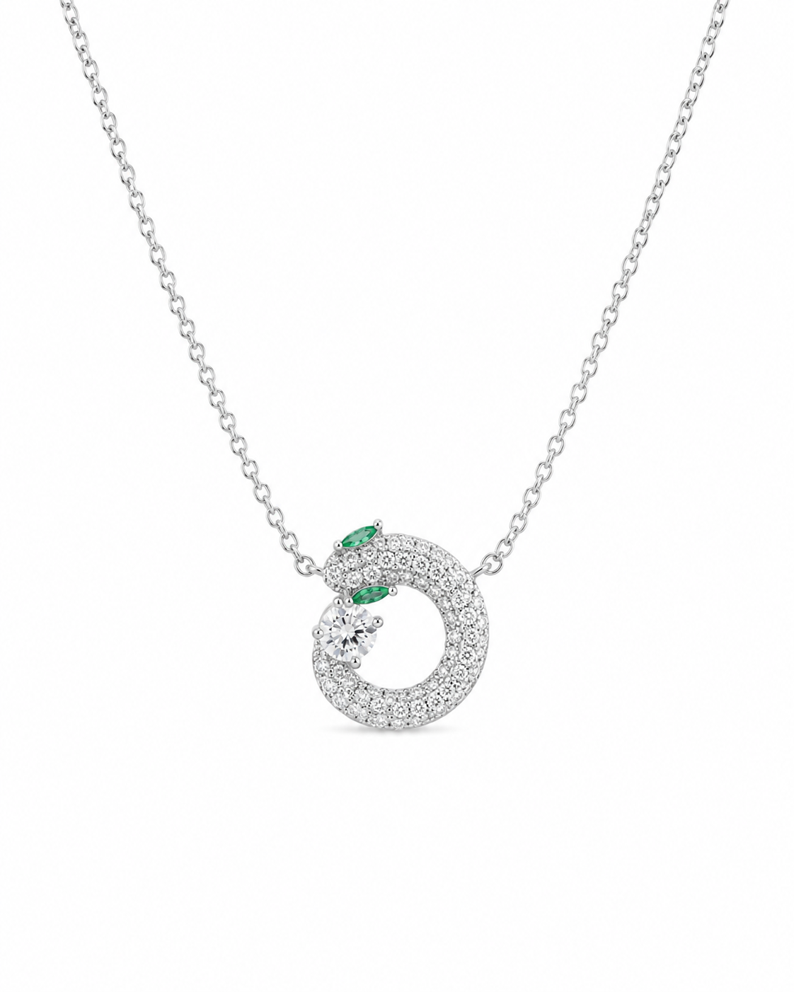 Silver Serpent Emerald studded