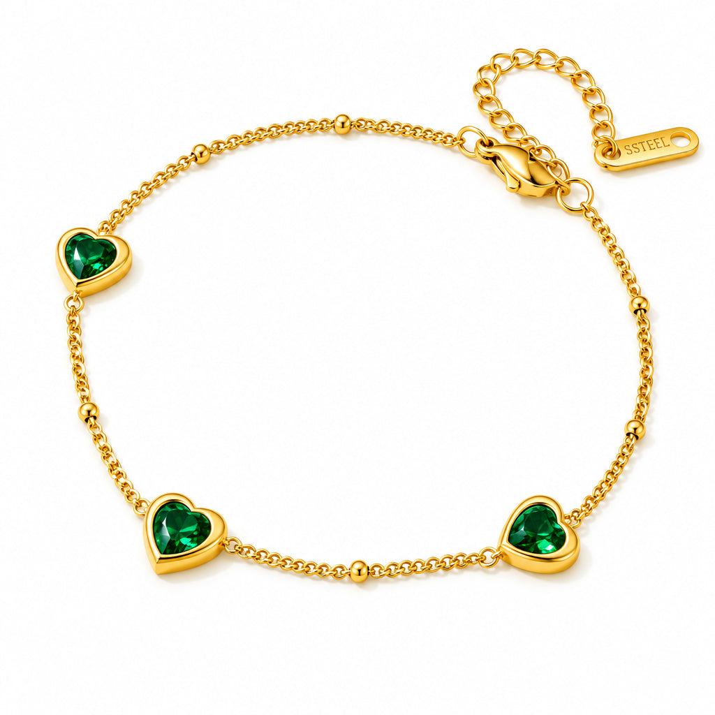 Emerald Heart Chain Bracelet