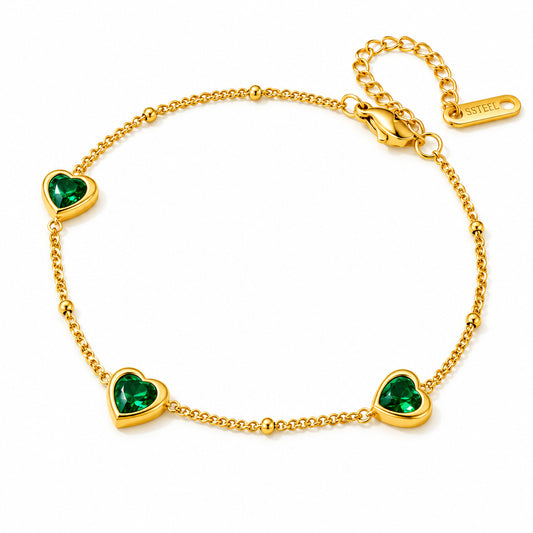 Emerald Heart Chain Bracelet