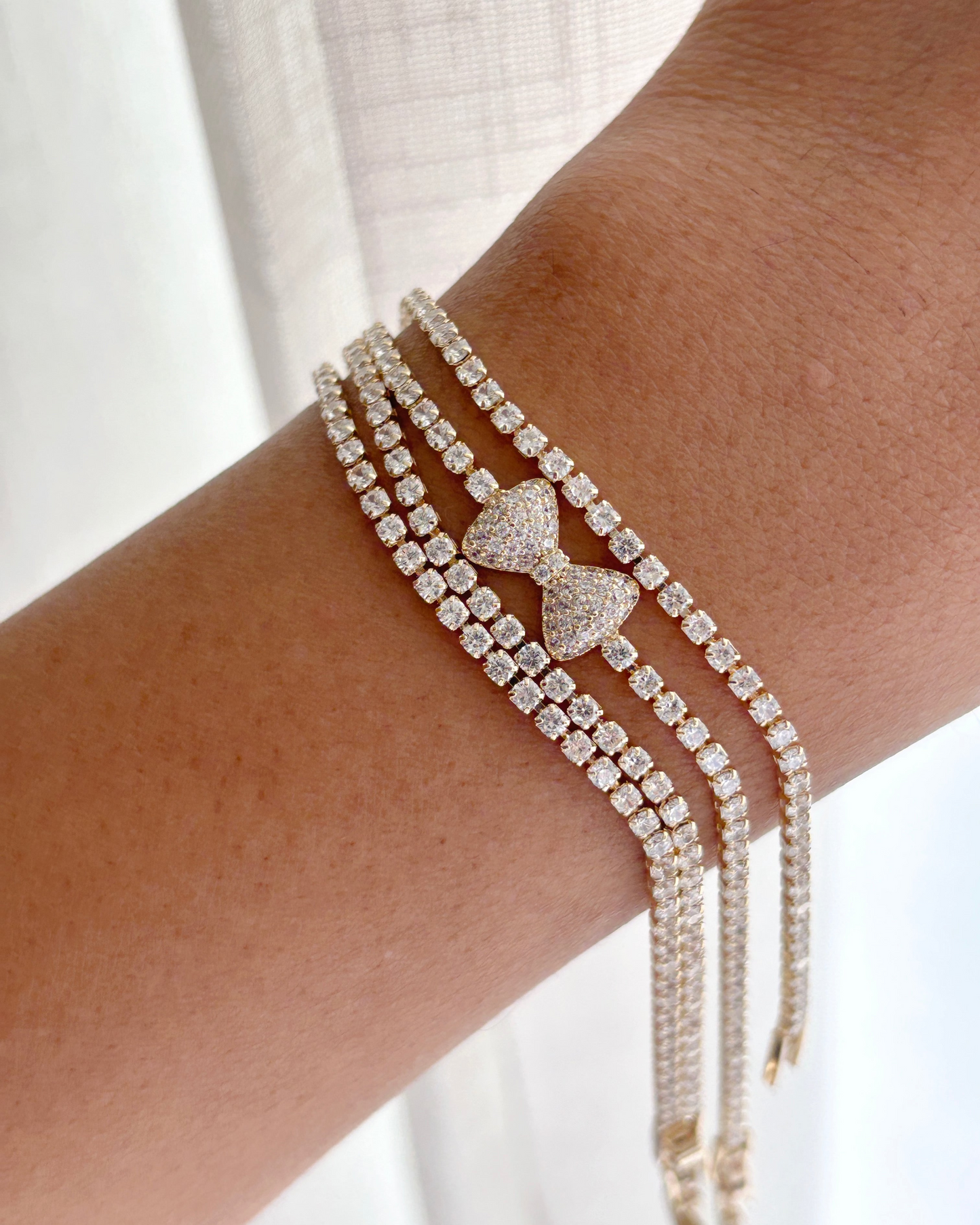 Gold Bow Tennis Bracelet