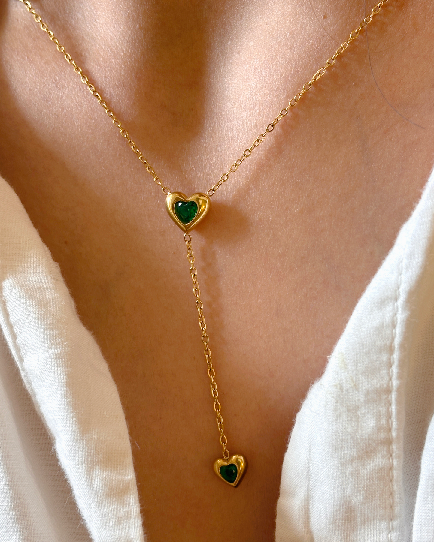 Reversible Emerald Tie Necklace