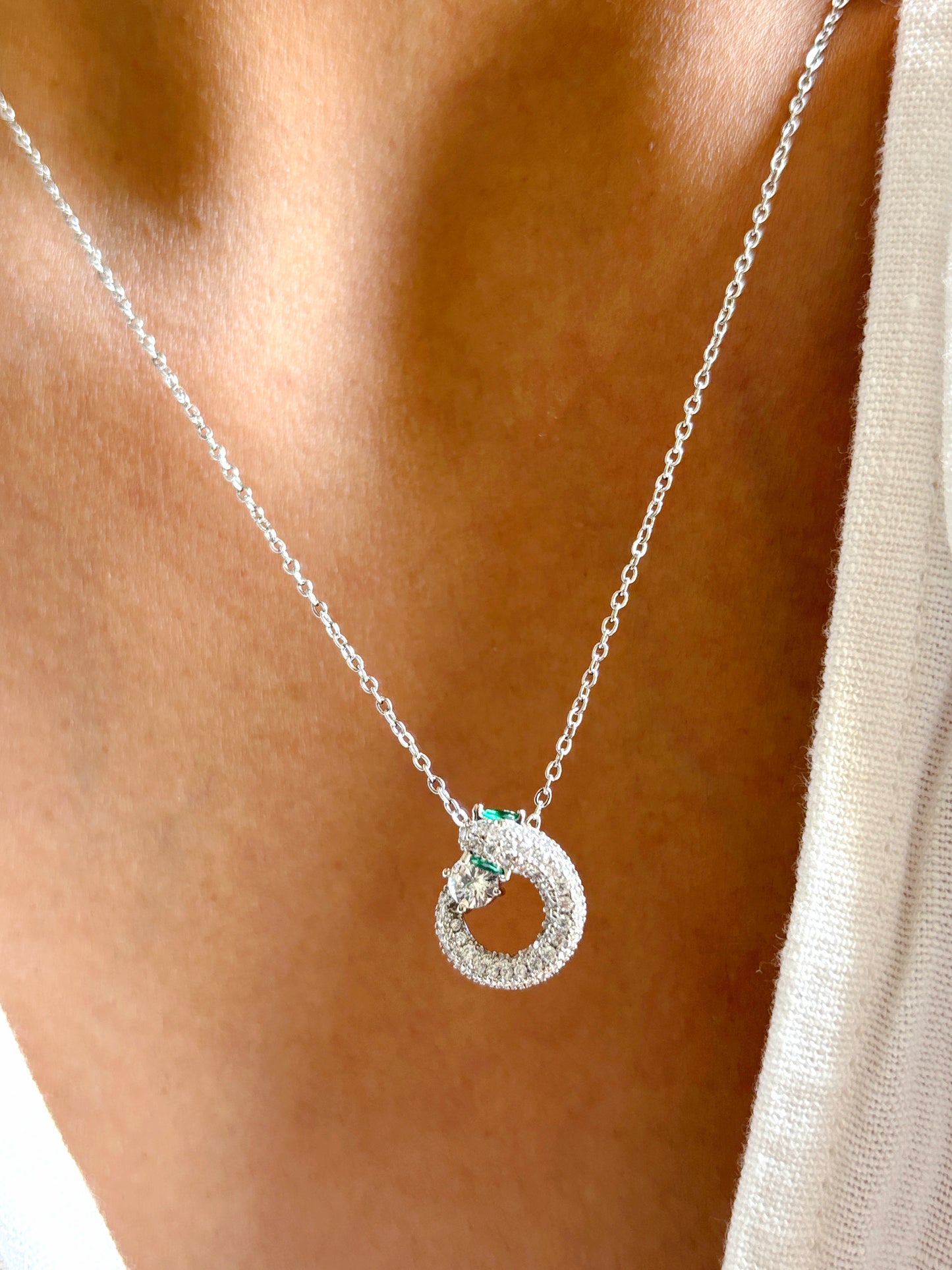 Silver Serpent Emerald studded