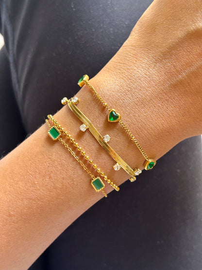 Emerald Heart Chain Bracelet