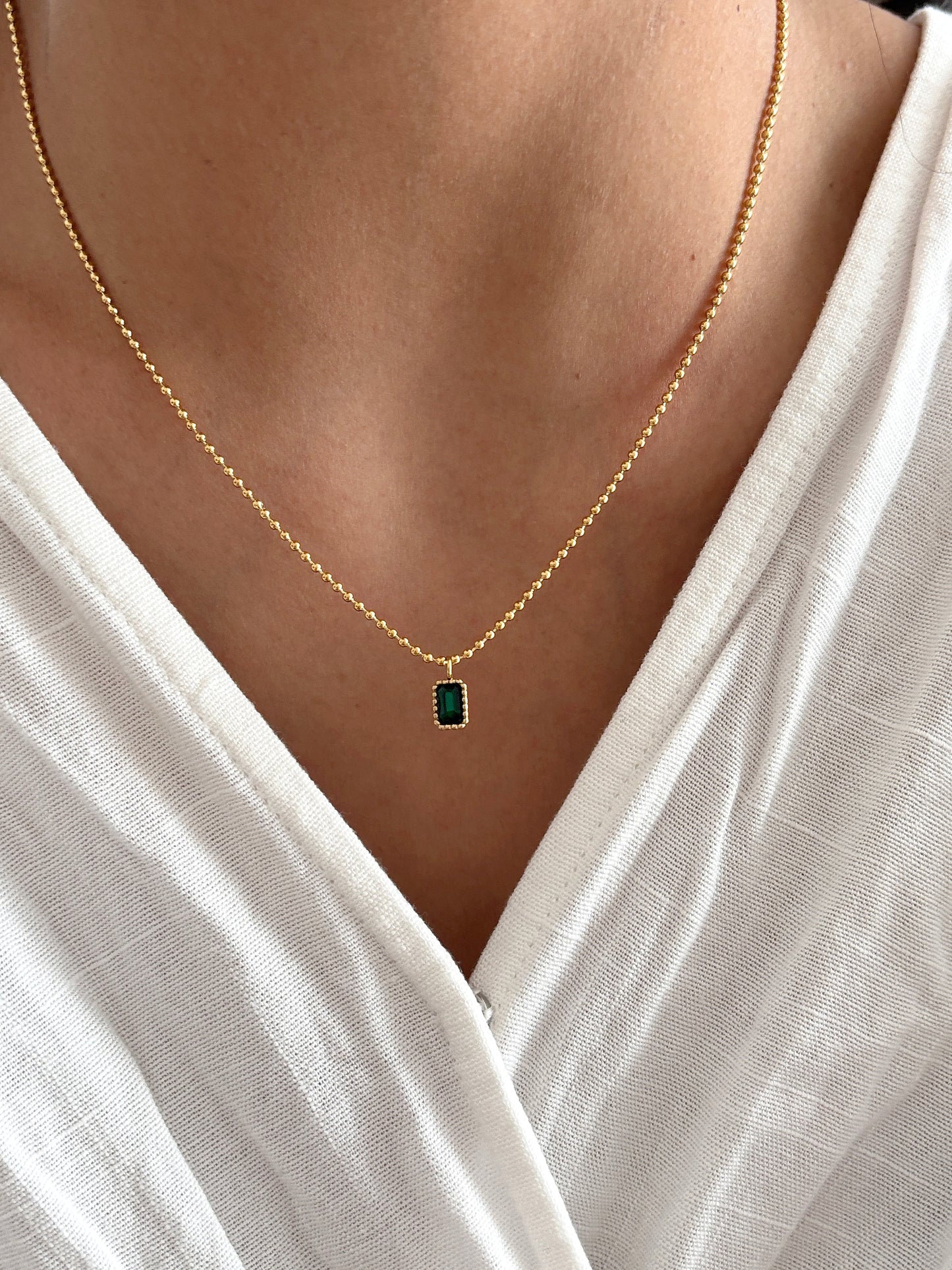 Dainty Emerald Necklace