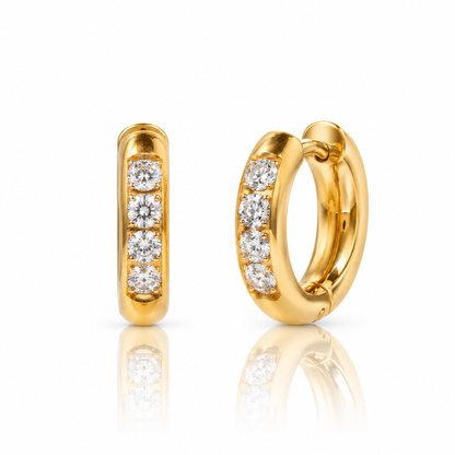 Diamond Gold Hoops (Medium)