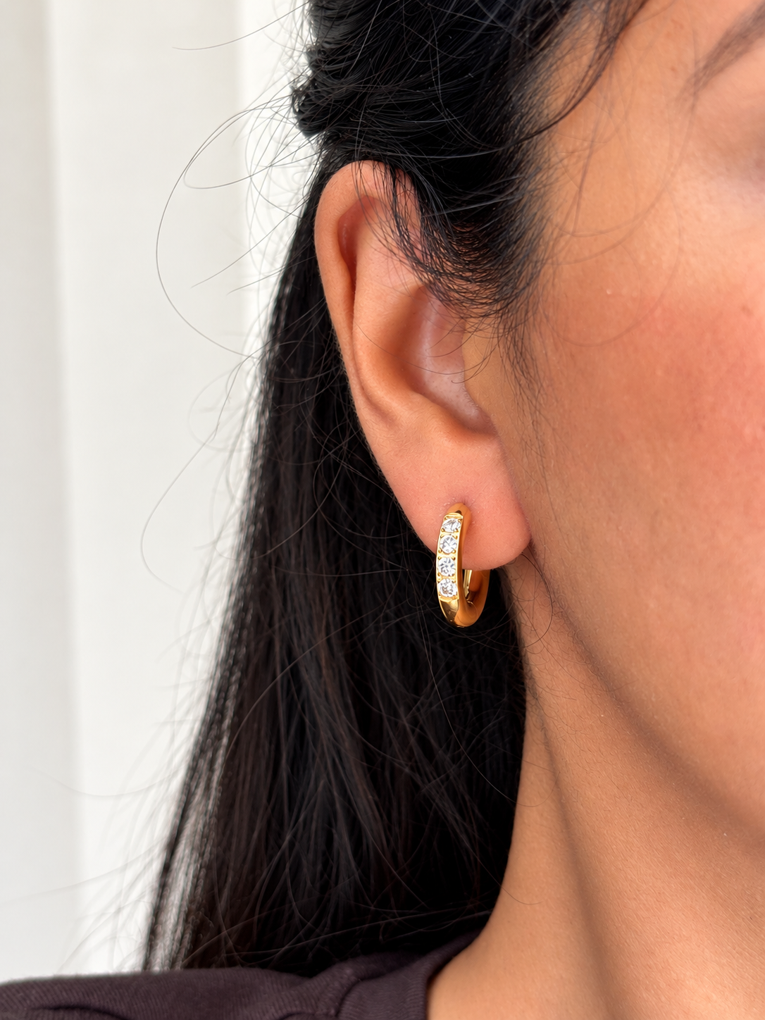 Diamond Gold Hoops (Medium)