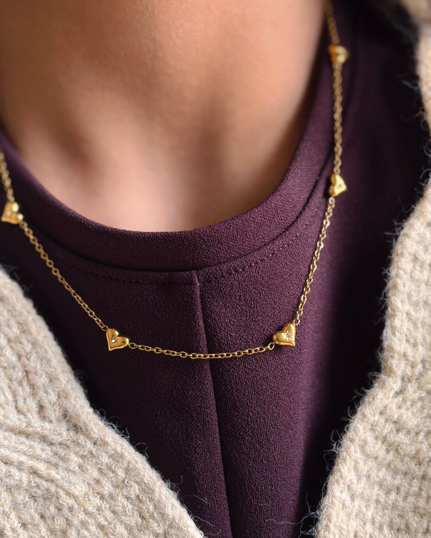 Diamond Mini Hearts Chain