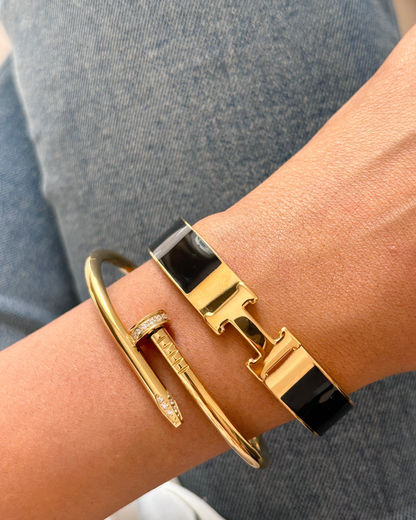 Gold Nail Bracelet- Front Diamond