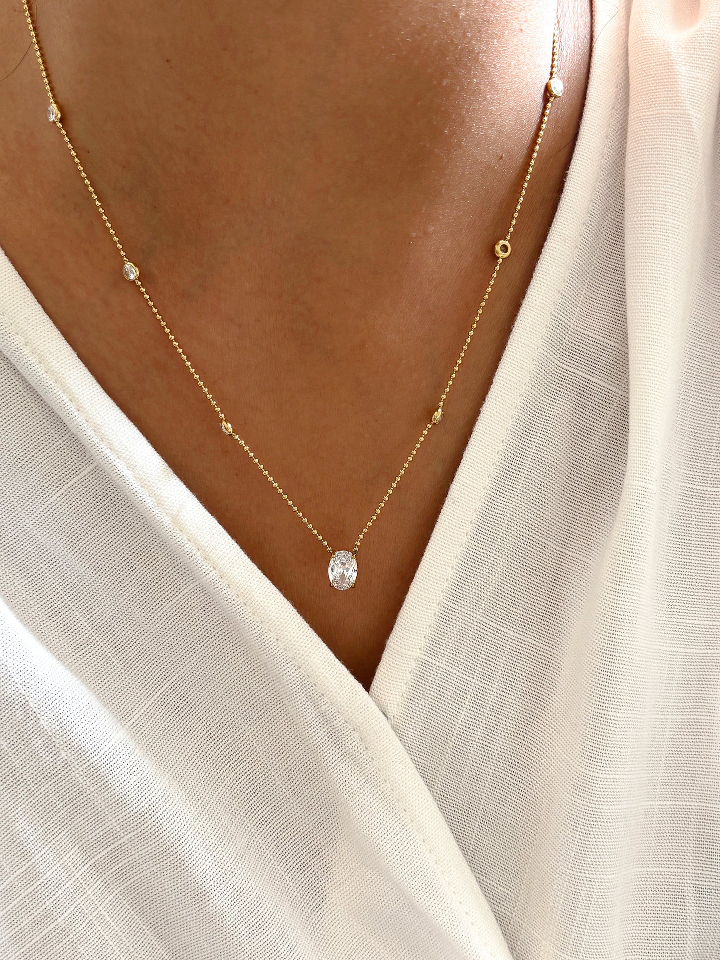 Oval Diamond Necklace