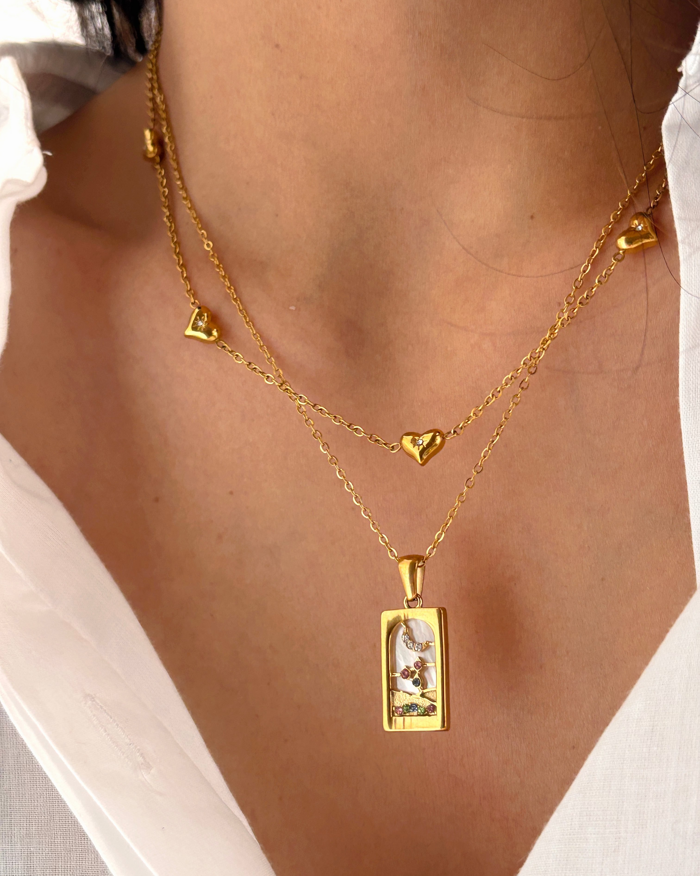 Diamond Mini Hearts Chain