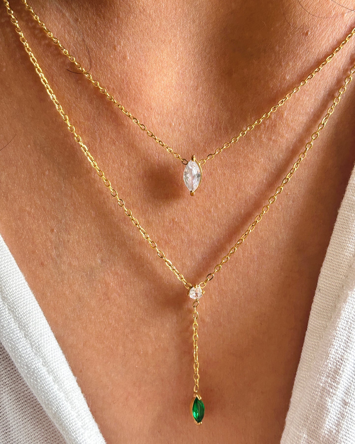 Emerald Tie Dainty Necklace