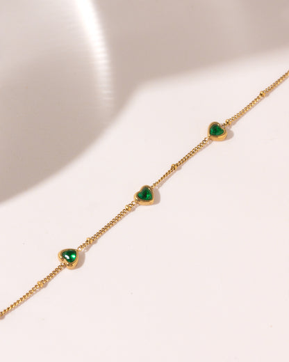 Emerald Heart Chain Bracelet
