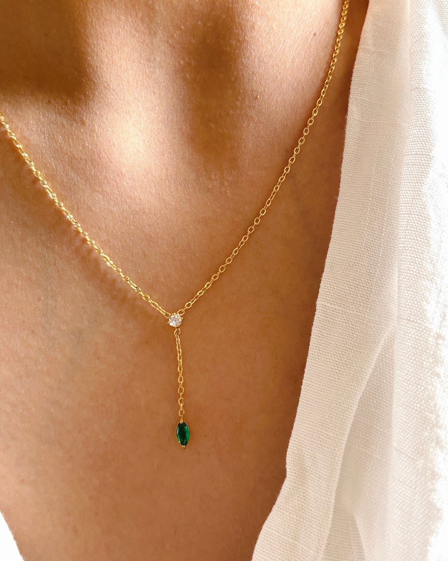 Emerald Tie Dainty Necklace