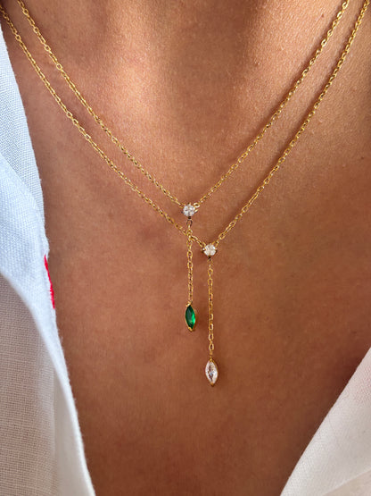 Emerald Tie Dainty Necklace