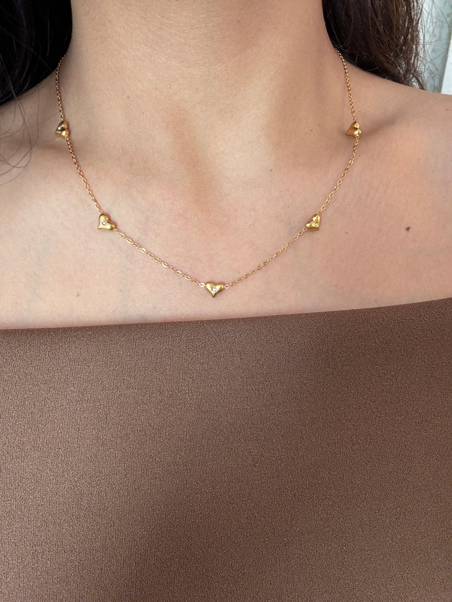 Diamond Mini Hearts Chain