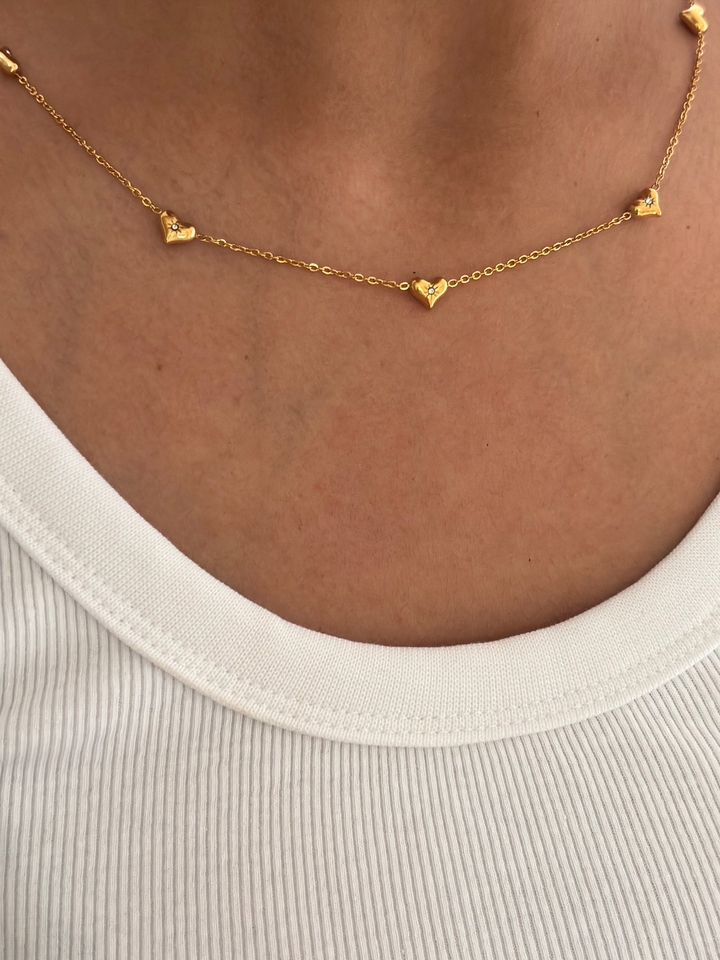 Diamond Mini Hearts Chain