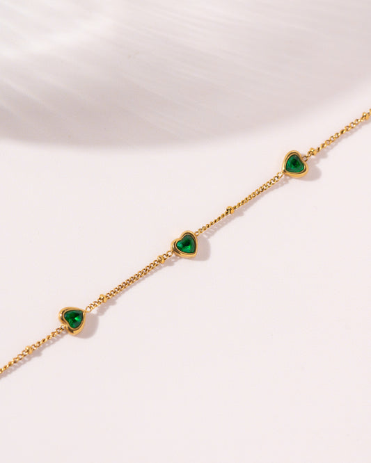 Emerald Heart Chain Bracelet