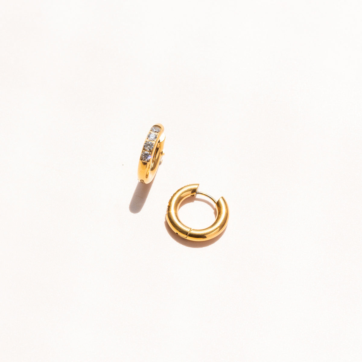 Diamond Gold Hoops (Medium)