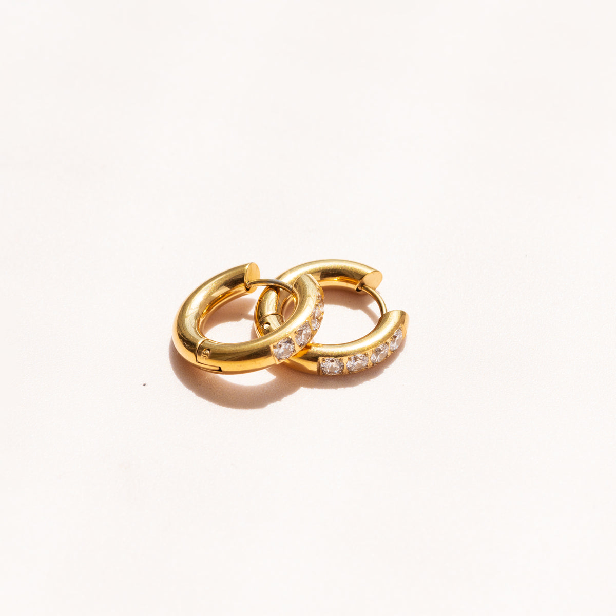 Diamond Gold Hoops (Medium)