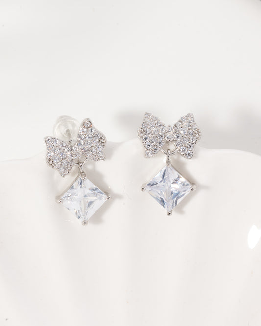 Icy Bow Dangles ( Silver )