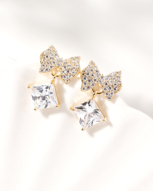 Icy Bow Dangles ( Gold )