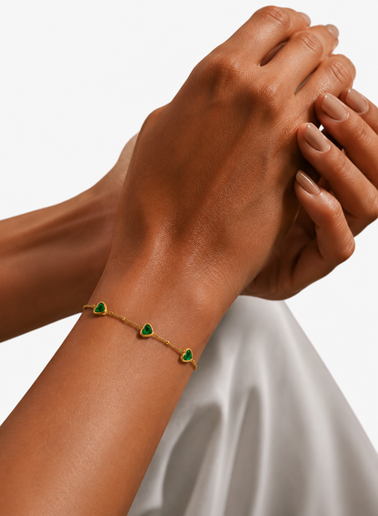 Emerald Heart Chain Bracelet