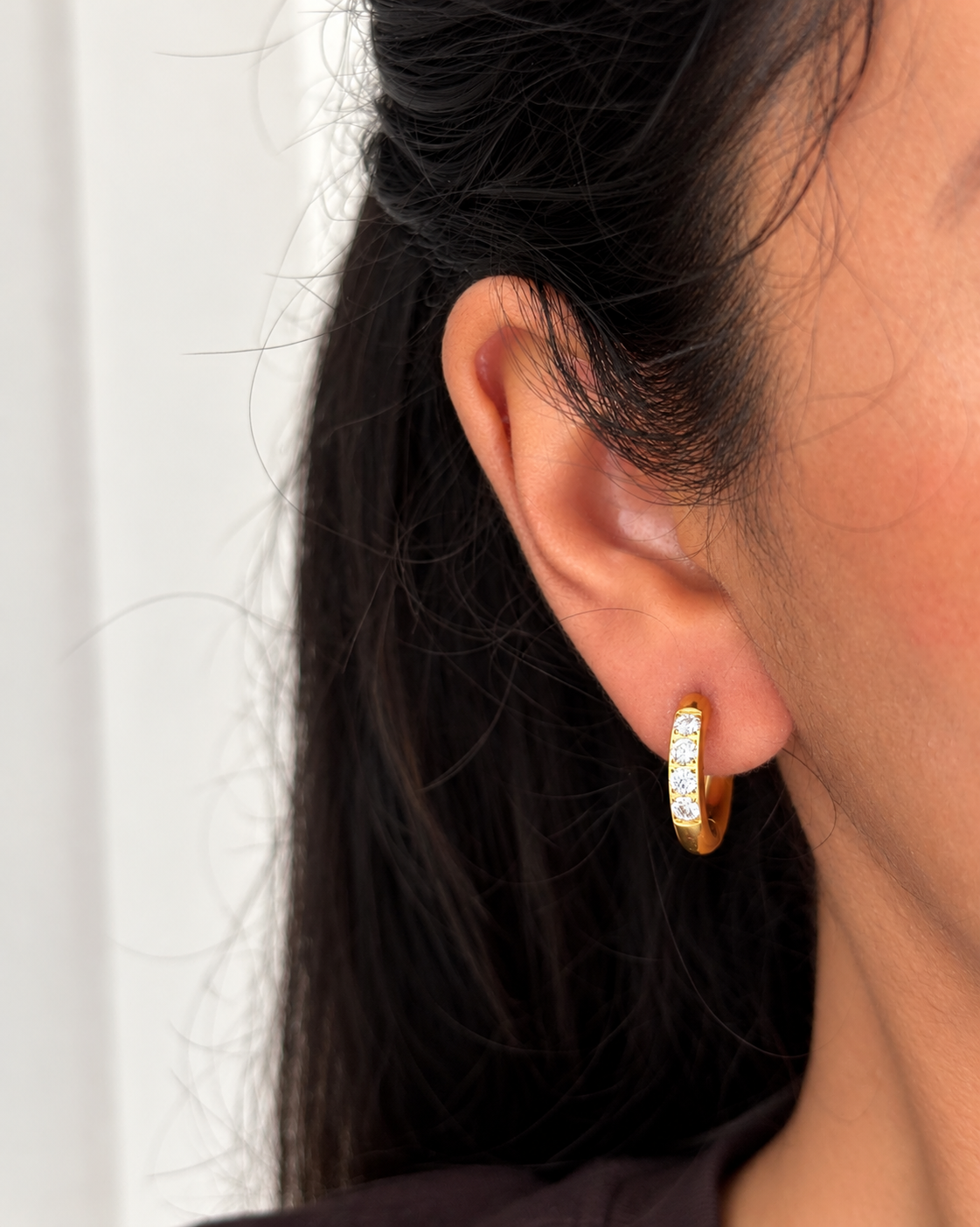 Diamond Gold Hoops (Medium)