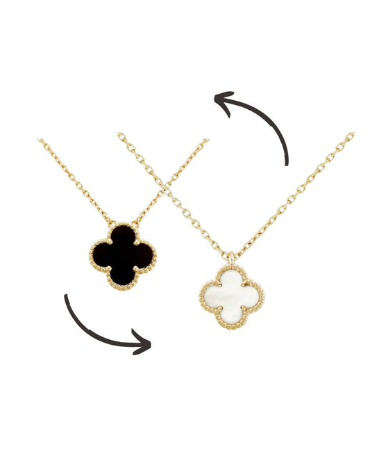 Double Sided Clover Necklace( Black & White )